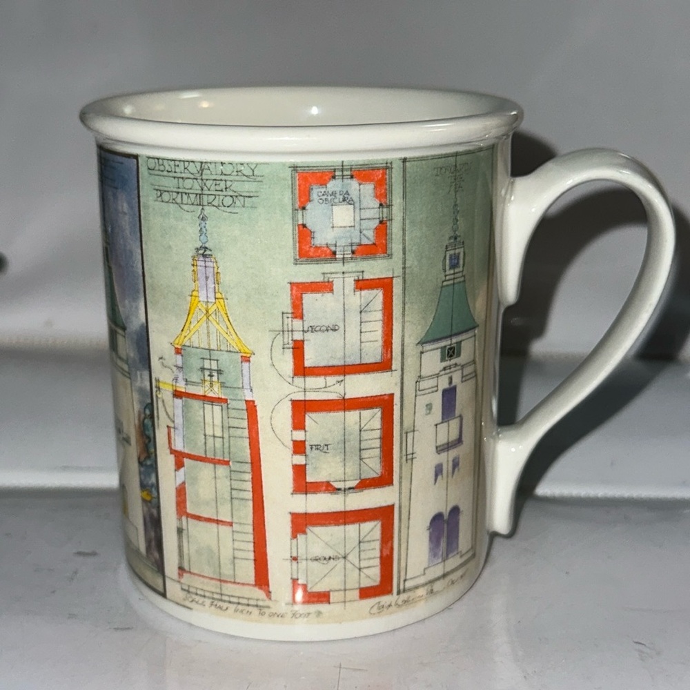 Portmeirion Potteries Mug 75 Years 1925-2000 Portmeirion Observatory Tower 3.75"